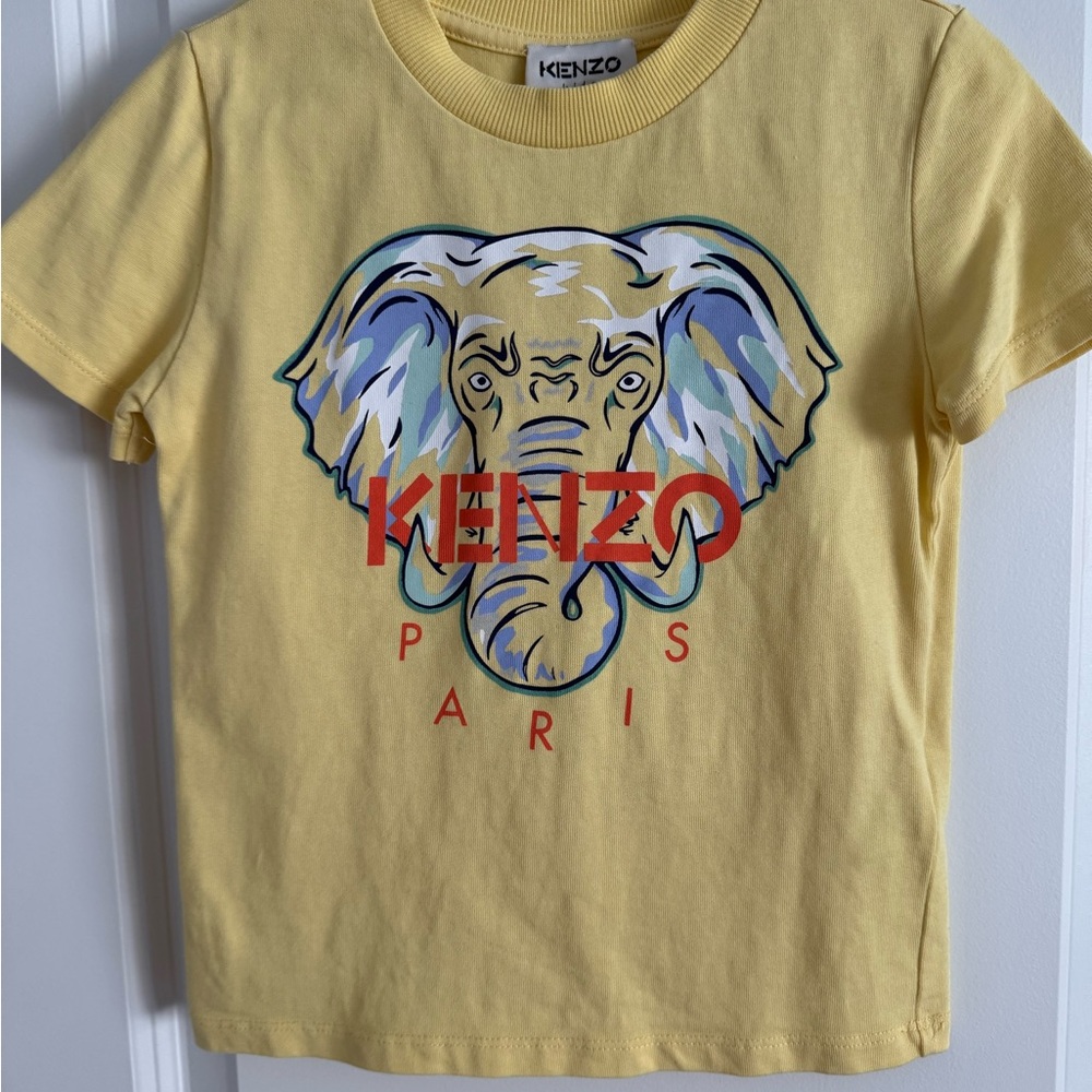 Kenzo Kids Yellow Tee with Elephant Graphic